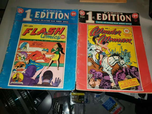 Lot Of 2 DC Comics FAMOUS 1st Ed WONDER WOMAN #1 - Treasury Edition Flash Comic