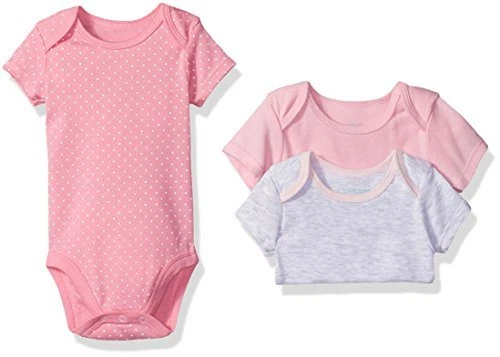 Lovespun Girls' Perfect Picture Bodysuit 3 Pack with 12 Milestone Stickers to Ca