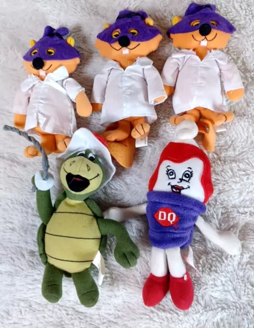 Vintage Dairy Queen Plush Toys Secret Squirrel Touche Turtle Ice Cream Lot of 5