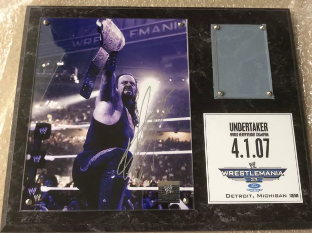 Wwe Wrestlemania 23 Hand Signed Undertaker Plaque Autograph