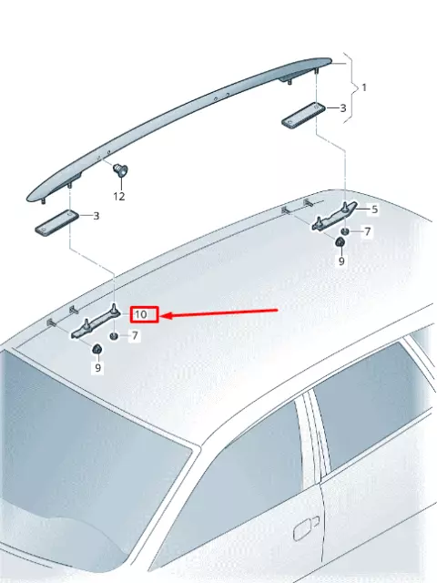 VW SHARAN 7N Support de fixation de rail de toit avant droit 7N0860198 NEUF