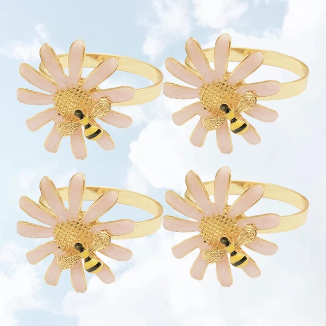 Anillo para servilleta margarita abeja soporte para servilletas girasol servilleta hebillas 4