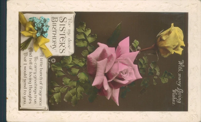 real photo Birthday sister floral rotary photo