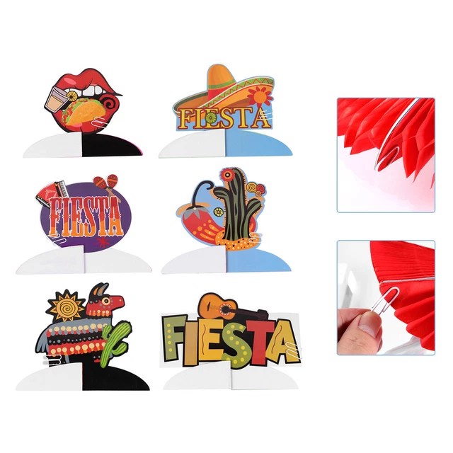 6pcs Mexican Cinco De Mayo Paper Table Standing Adornment Scene Layout Props
