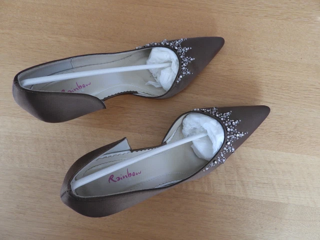 Scarpe Rainbow Club taglia 4 Euro 37 Lara impreziosite raso avorio (marrone)