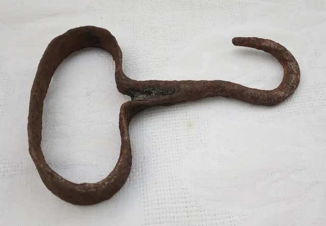 Primitive Antique Hand Forged Iron Hay Bale Hook Whale Meat  Madeira Island