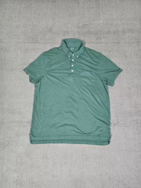 J Crew Broken In Polo Shirt Mens L Green Short Sleeve Outdoor Golf Casual Pocket