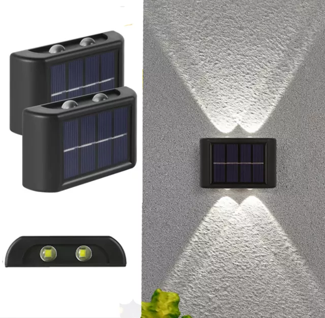 2 Lampada a LED energia solare Luce da parete muro Faro applique Lampada esterno