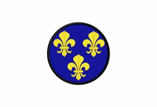 Patch ecusson drapeau fleur de lys bleu france imprime thermocollant rond