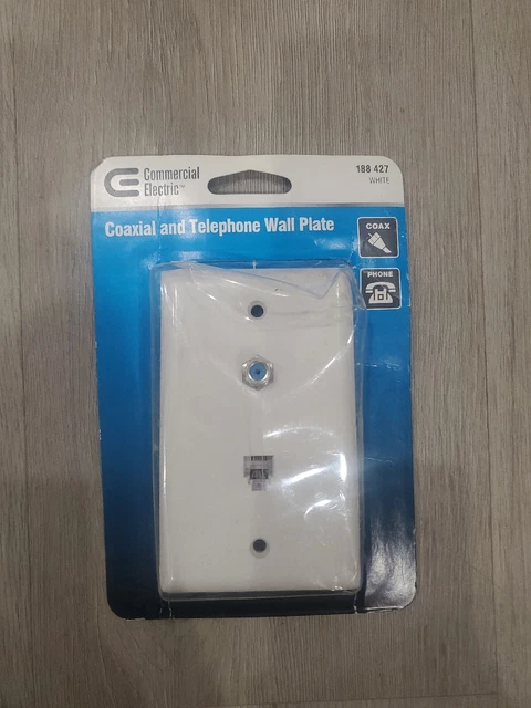 Commercial Electric Telephone/Coaxial Wall Plate and Ethernet  White