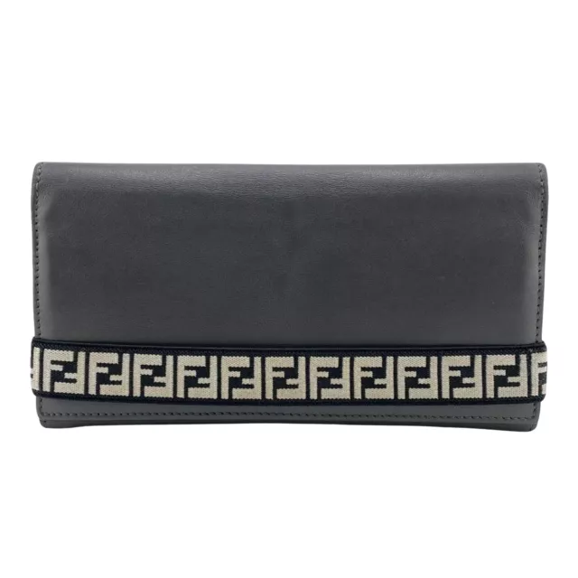Fendi Zucca Black Leather Wallet Authentic