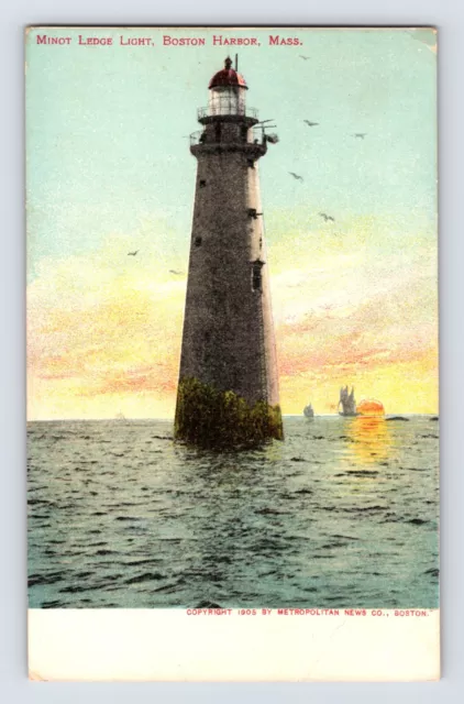 Postcard Massachusetts Boston MA Harbor Lighthouse Head Light 1907 Unposted