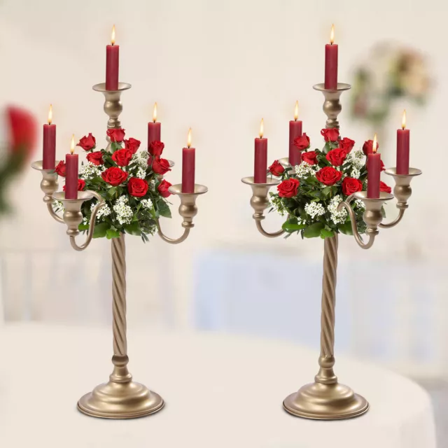 2pcs Vintage Metal Wedding Candle Holder Candlestick Candelabra Tabletop Decor