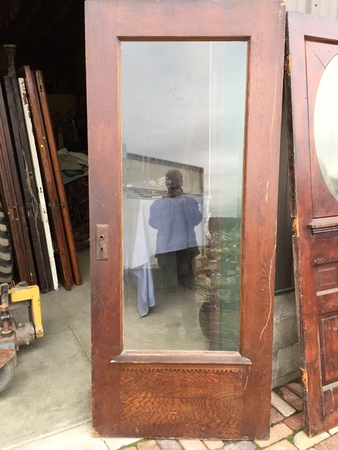 At 2 Antique Full View Park Avenue Beveled Glass Entrance Door