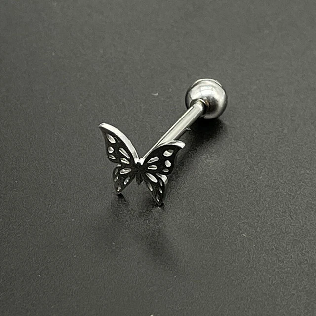 316L Acero Titanio Punk Hueco Mariposa Piercing Lengua Anillos Cuerpo Joyería q