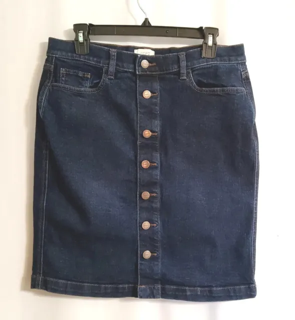 Loft Outlet ~ Womens Dark Blue Denim Button Front ~ Jean Skirt ~ Sz 8