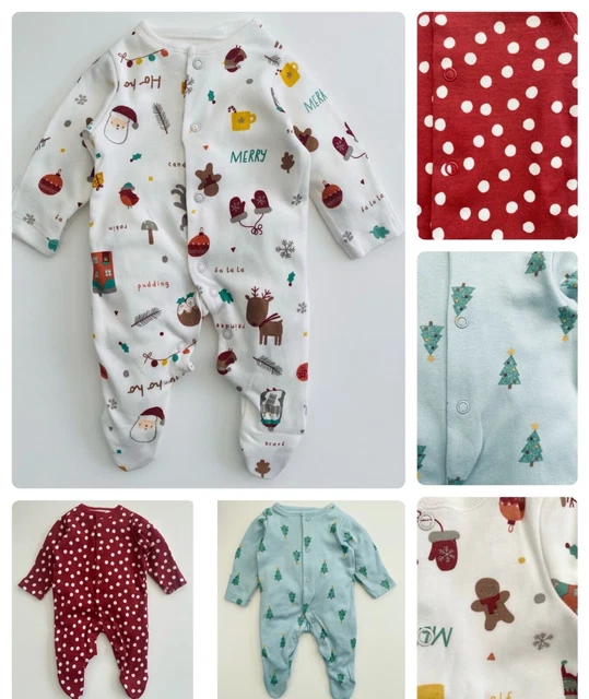 Baby Christmas Sleepsuit Nutmeg Cotton Xmas Festive Pjs Outfit Grow Girls Boys