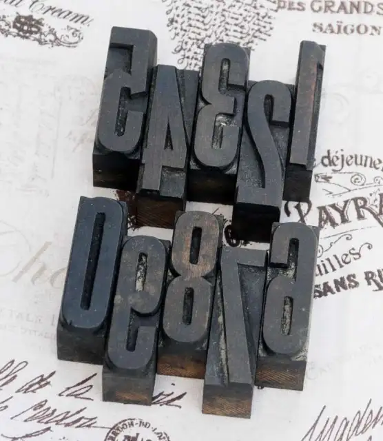 0-9 Zahlen Holzzahlen 45mm Lettern Holzlettern Vintage shabby chic letterpress