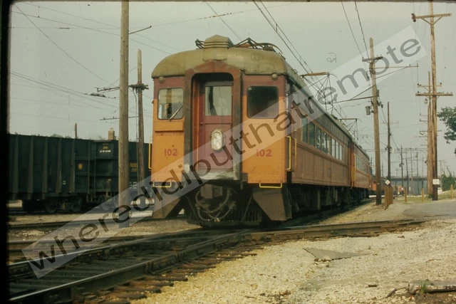 Orig. Slide Chicago S. Shore & S. Bend CSS 102 PCM Interurban 1973 Michigan City