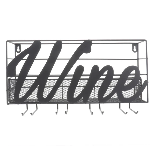 Wine Rack Hanging Wall Shelf Bottles Storage Stand Glass Holder Metal Shelving