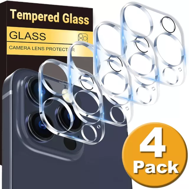 4 Pack For iPhone 15 14 13 Pro Max HD Tempered Glass Camera Lens Cover Protector