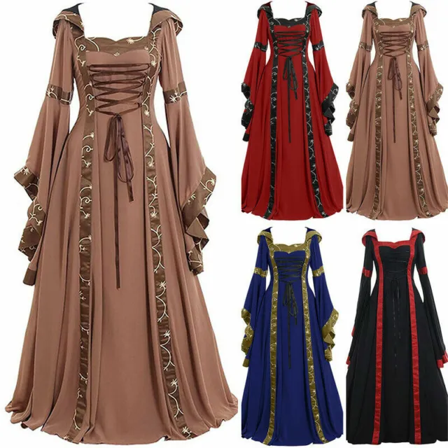 Renaissance Maiden Costume Adult Medieval Lady Halloween Fancy Dress Gothic Gown