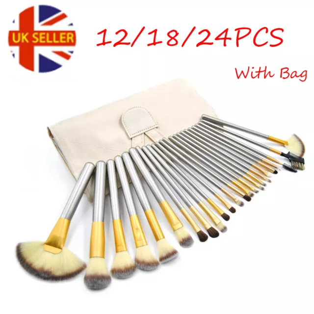 24PCS Make up Brushes Set Professional  With Case Kabuki Cosmetic Tool UK