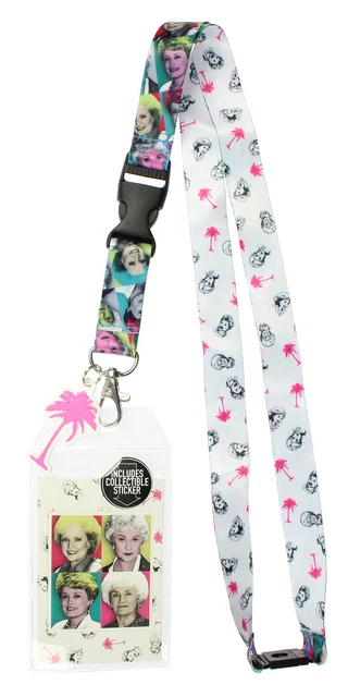 Golden Girls ID Lanyard Badge Holder With 1.5" Palm Tree Charm Pendant