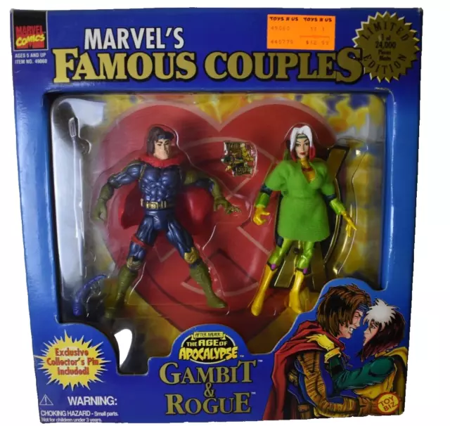 Marvel’s Famous Couples Gambit & Rogue Action Figure 1997 Toy Biz Vintage NEW
