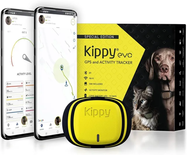Kippy EVO | GPS per Cani - Localizzatore per Cani e Gatti Impermeabile con GPS p