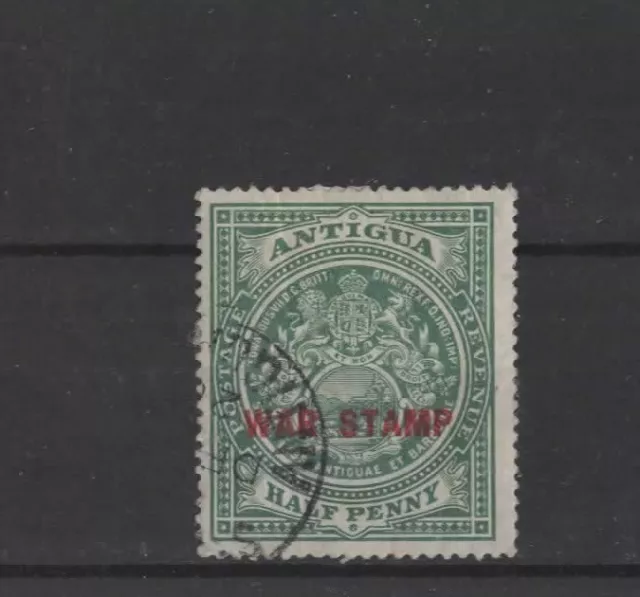 ANTIGUA , 1917,  SG53 TYPE 4  1/2d GREEN (R) , USED  OPT WITH T7       G.C.V.