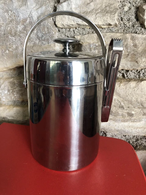 Seau à glaçons en inox par André Leroy Made in France Années 1970