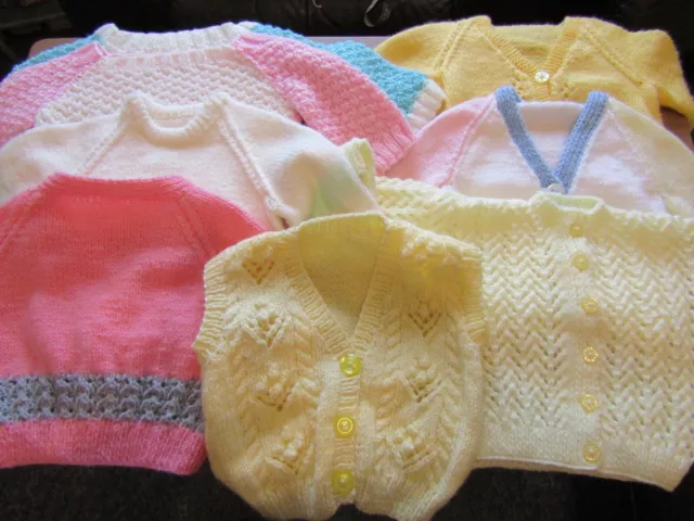 Assorted New Hand Knitted Baby Cardigans & Jumpers Age 3-6 Months.