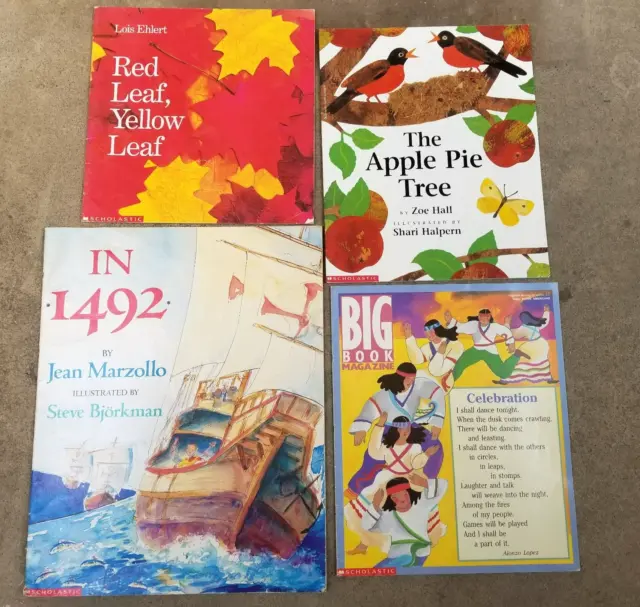 Teacher Big Books Lot Of 4 Oversize Easel Classroom Read Along Fall Thanksgiving