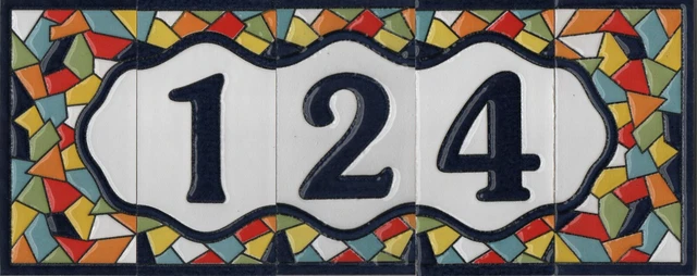Genuine 11 x 5.5 cm Mosaic Hand-Painted Spanish Ceramic Address Number Tiles 7