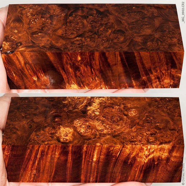 Caja de madera estabilizada bloque de burl de saúco, bloque de mango de...