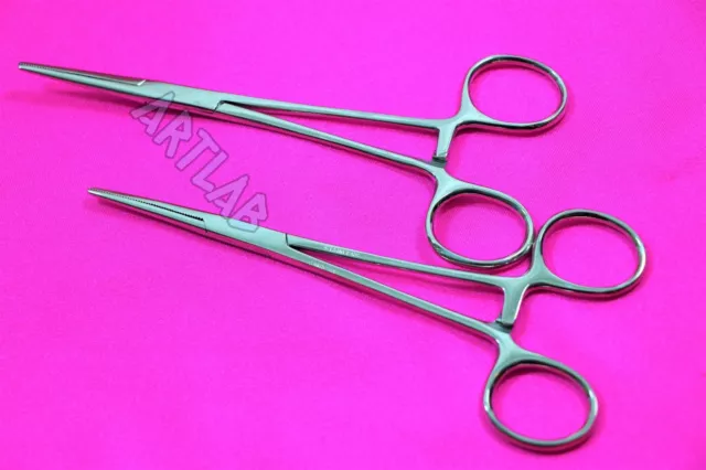 2 Pc Mosquito Hemostat Forceps 5.5" Straight Stainless Steel Surgical Medical