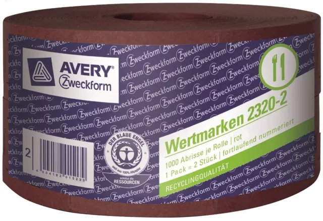 Avery Zweckform 2x Bon-Rolle Rouge 2000x Getränke-marke Bier-Marke Bon Bons