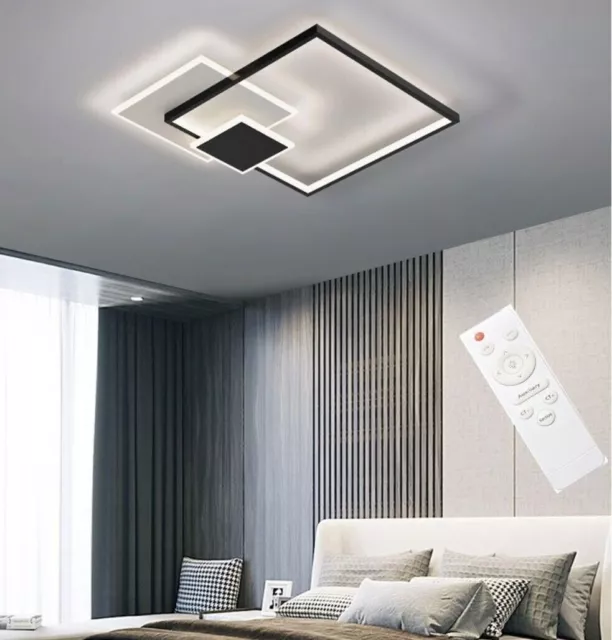 Plafoniera a Soffitto LED Dimmerabile 43W 3 Quadrati Sfalsati e Telecomando IP20