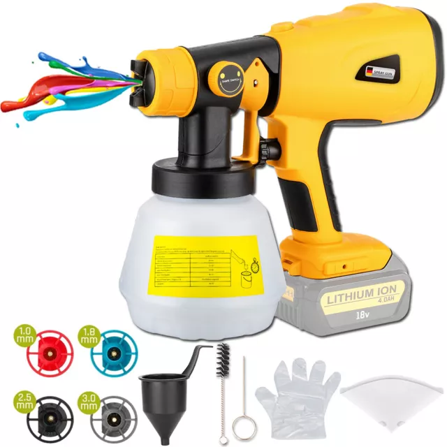 Electric Cordless Paint Spray Gun for Dewalt 20V Battery with Brushless Motor