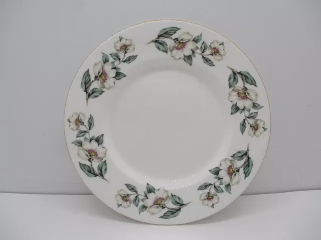 Crown Staffordshire Fine Bone China Gold Trim Plate White Flowers