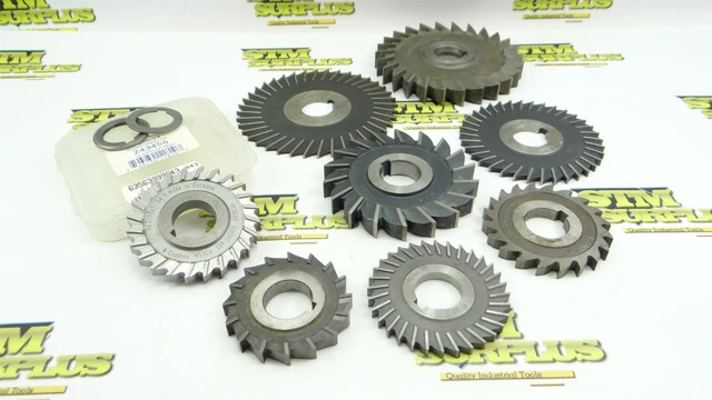Lot Of 8 Assorted Hss Hsco Milling Cutters Saws 2-3/4" To 5" D + 2 Arbor Spacers