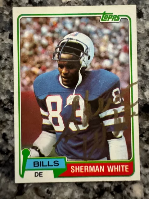 Sherman White Signed BUFFALO BILLS Card   1981 Topps