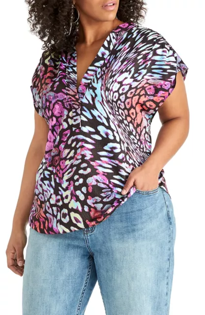 MSRP $89 Plus Size Women's Rachel Rachel Roy Odelia Top Black Size 1X