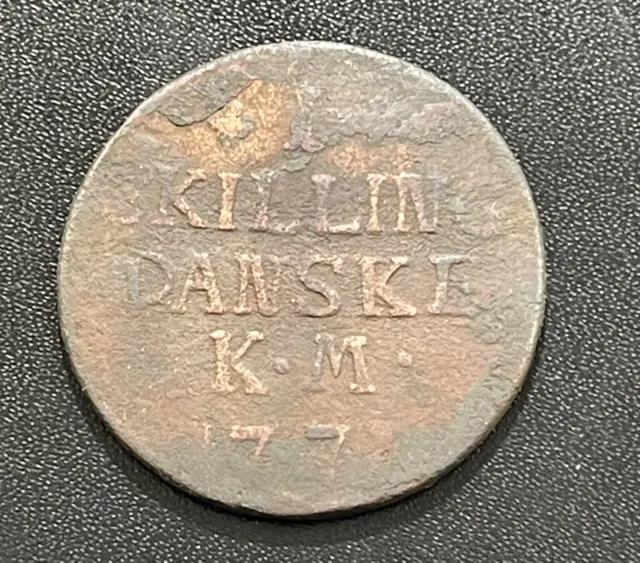 Denmark 1771 Skilling Copper Coin