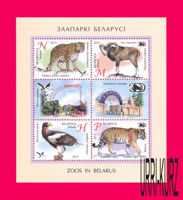 BELARUS 2013 Nature Fauna Wild Animals Bird Tiger Eagle Leopard Mouflon s-s MNH