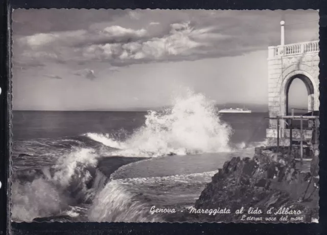 Cartolina Genova Mareggiata al Lido D'Albaro G1143