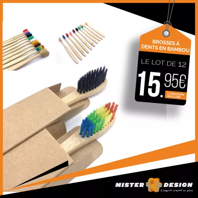 3 X Brosses À Dents En Bambou Pur Brosse À Dents En Bois