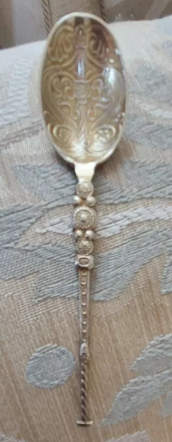 EXQUISITE S JOHN ROSE GOLD GILT SPOON Birmingham 1973 2