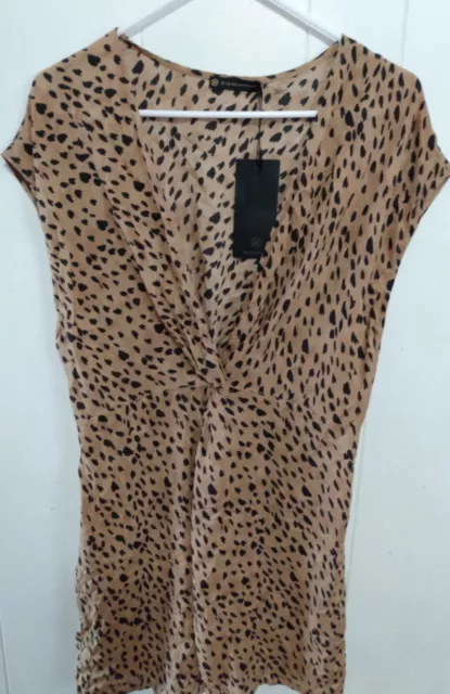 NWT VIX PAULA HERMANNY Lassi Lena Twist-Front Leopard Kaftan Large Cover Up